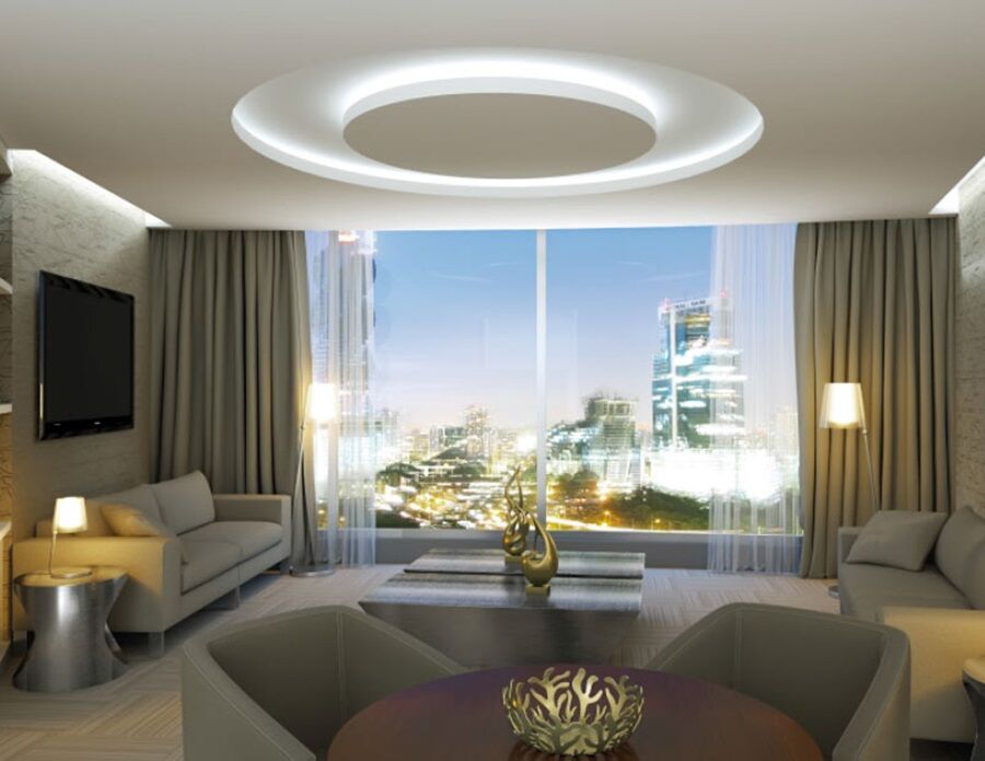 Hotel Las Americas Golden Tower Panama المظهر الخارجي الصورة A living room with a view of the city